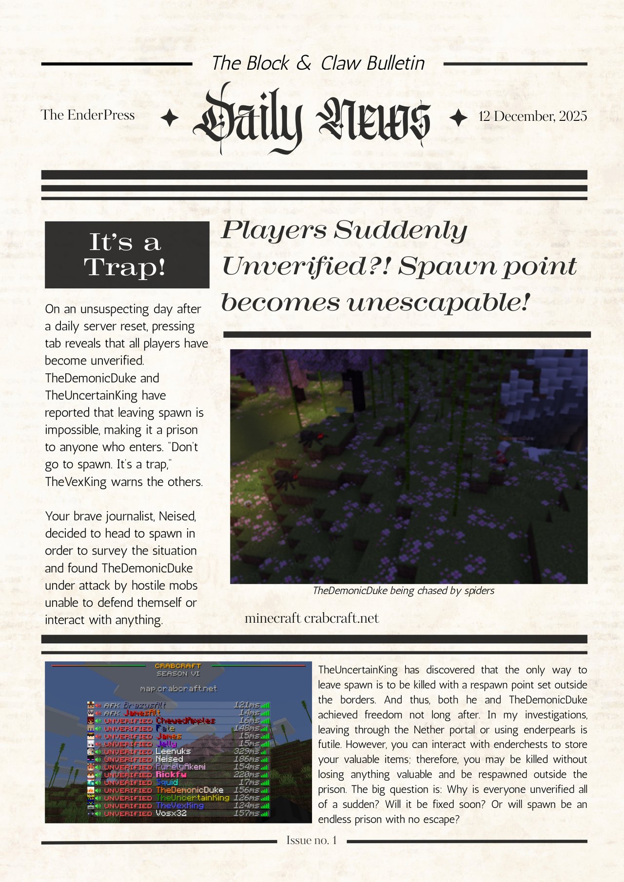 CrabCraft Daily Newspaper! — image 1
